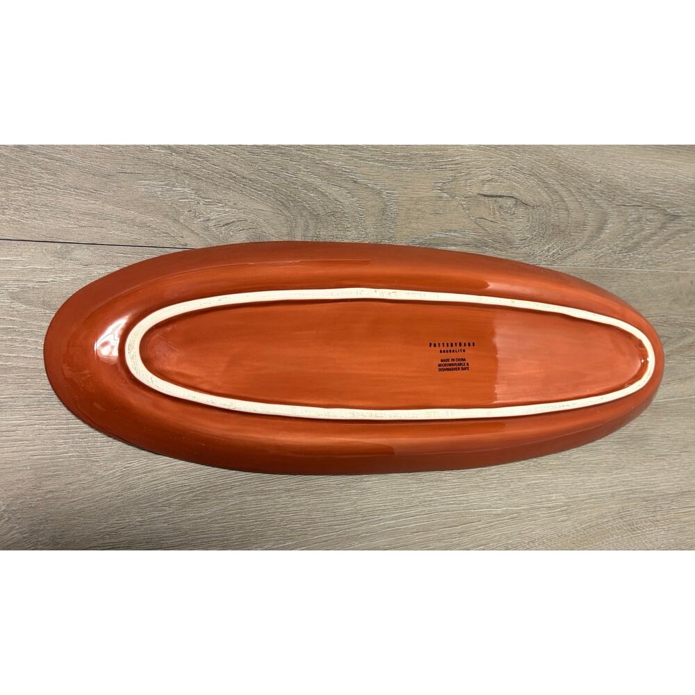 Pottery Barn Sausalito Spice Terracotta Oval Serving Platter Boat 2003 Vintage - Picture 2 of 7